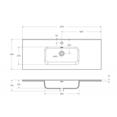 Раковина керамическая встраиваемая белая 121x46см Belbagno BB1200ETL