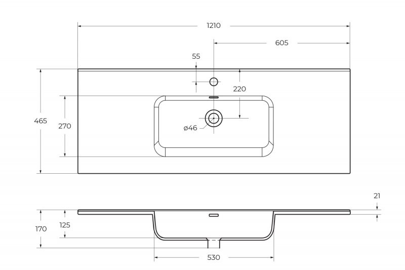Раковина керамическая встраиваемая белая 121x46см Belbagno BB1200ETL