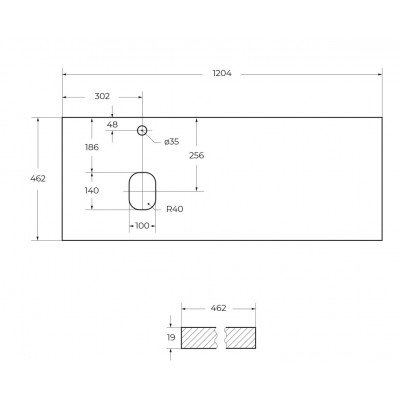 Столешница из МДФ белая матовая левая 1204x462мм, Belbagno EK-120-AS-BO-L