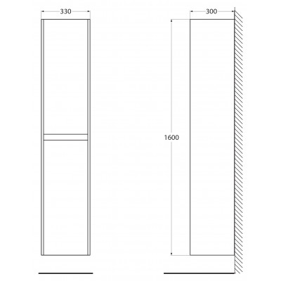 Шкаф пенал подвесной белый матовый правый 33см Belbagno KRAFT KRAFT-1600-2A-SC-BO-R