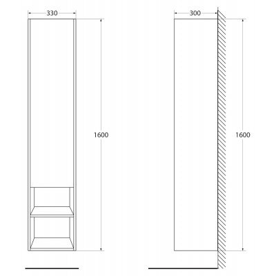Шкаф пенал подвесной белый матовый правый 33см Belbagno KRAFT KRAFT-1600-1A-SC-BO-R
