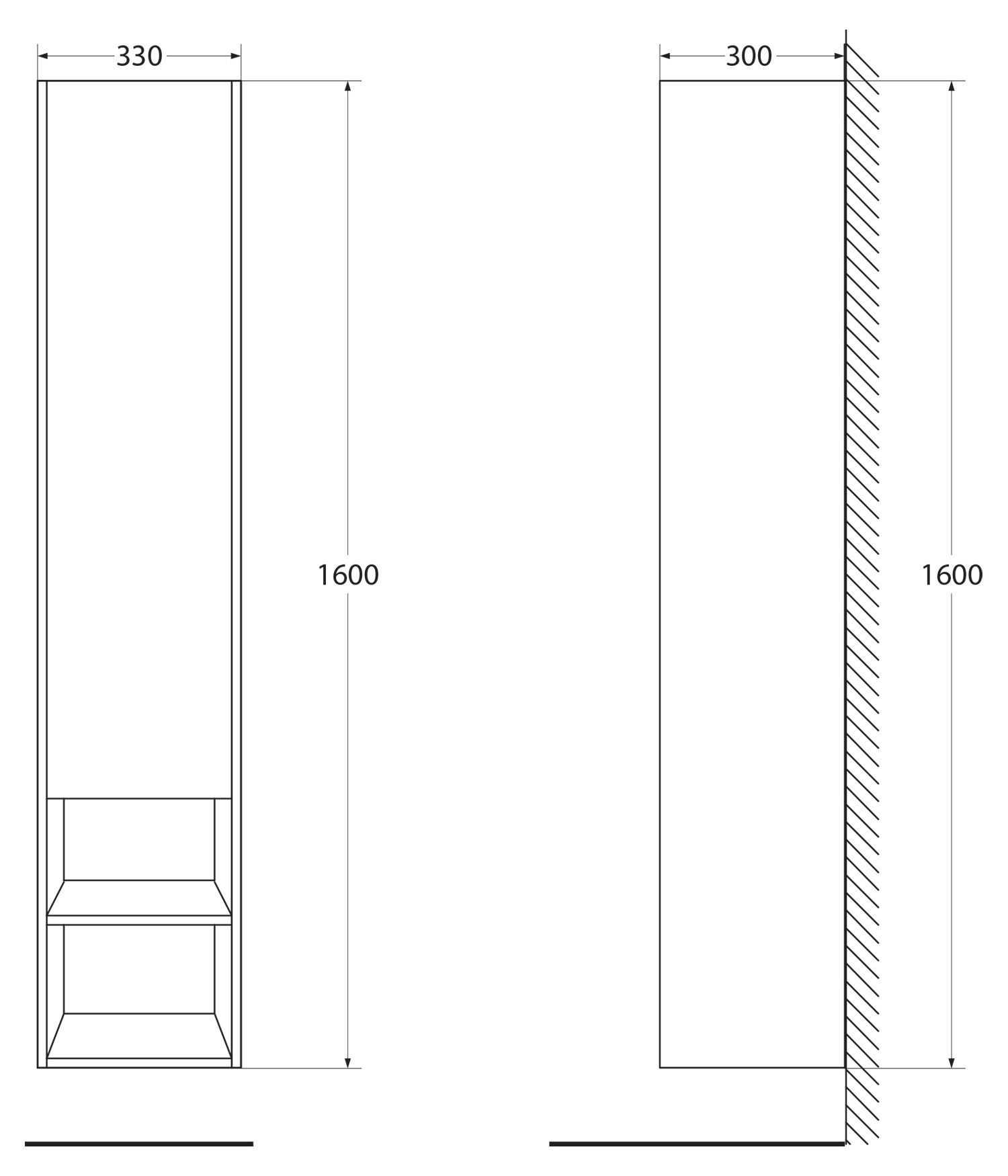 Шкаф пенал подвесной белый матовый правый 33см Belbagno KRAFT KRAFT-1600-1A-SC-BO-R