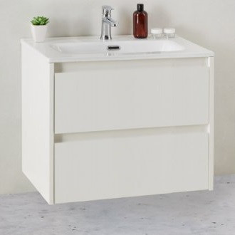 Тумба под раковину подвесная белая матовая 61см Belbagno KRAFT KRAFT 39-600/390-2C-SO-BO