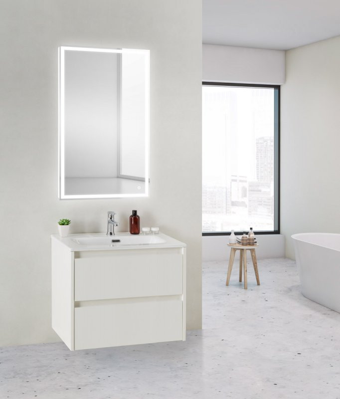 Тумба под раковину подвесная белая матовая 61см Belbagno KRAFT KRAFT 39-600/390-2C-SO-BO