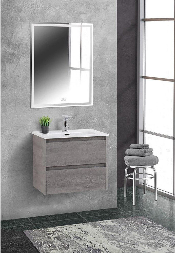 База под раковину подвесная BELBAGNO KRAFT 39-700 с двумя выкатными ящиками, Cemento Grigio