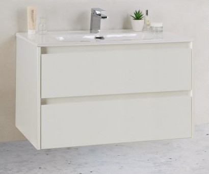 Тумба под раковину подвесная белая матовая 81см Belbagno KRAFT KRAFT 39-800/390-2C-SO-BO
