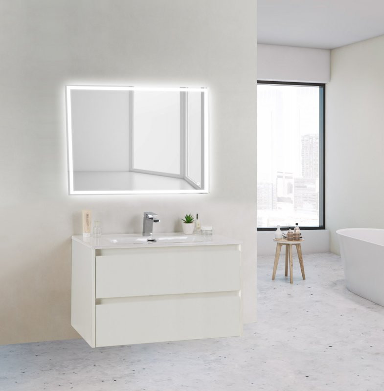 Тумба под раковину подвесная белая матовая 81см Belbagno KRAFT KRAFT 39-800/390-2C-SO-BO