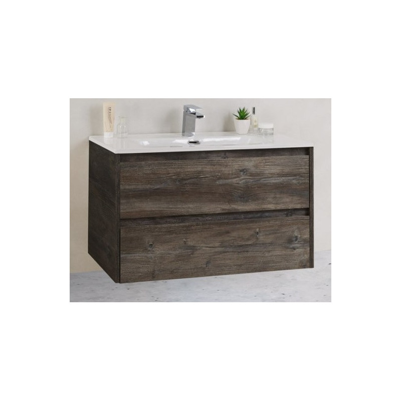 Тумба под раковину подвесная темное дерево 81см Belbagno KRAFT KRAFT 39-800/390-2C-SO-PP
