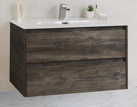 Тумба под раковину подвесная темное дерево 81см Belbagno KRAFT KRAFT 39-800/390-2C-SO-PP