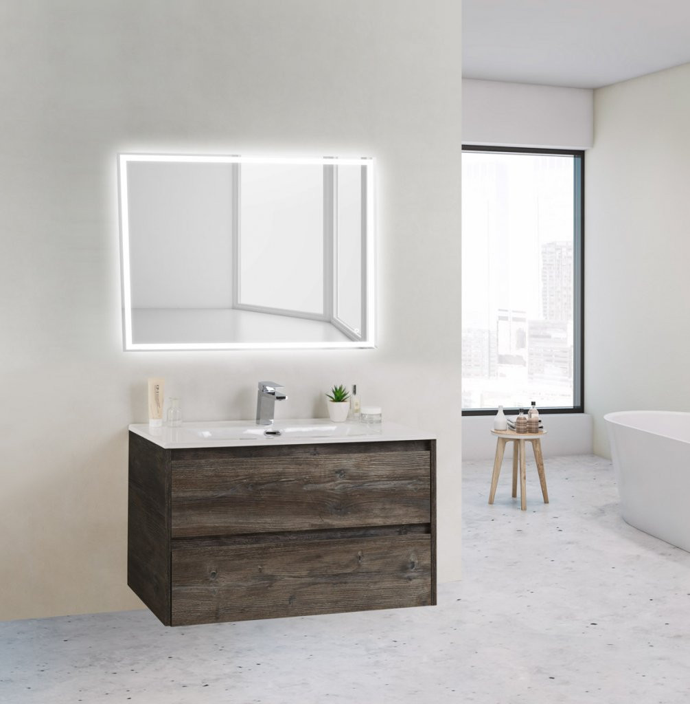 Тумба под раковину подвесная темное дерево 81см Belbagno KRAFT KRAFT 39-800/390-2C-SO-PP