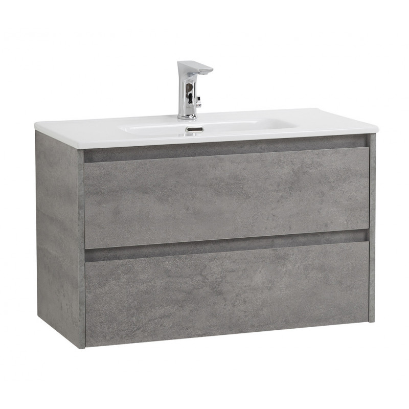 База под раковину подвесная Belbagno KRAFT 39-800 с двумя выкатными ящиками, Cemento Grigio