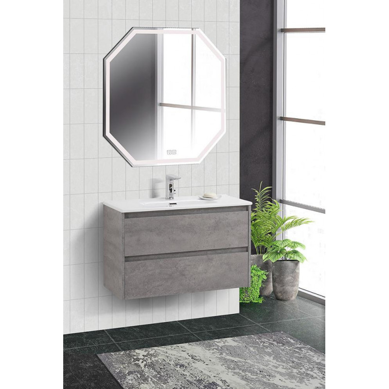 База под раковину подвесная Belbagno KRAFT 39-800 с двумя выкатными ящиками, Cemento Grigio