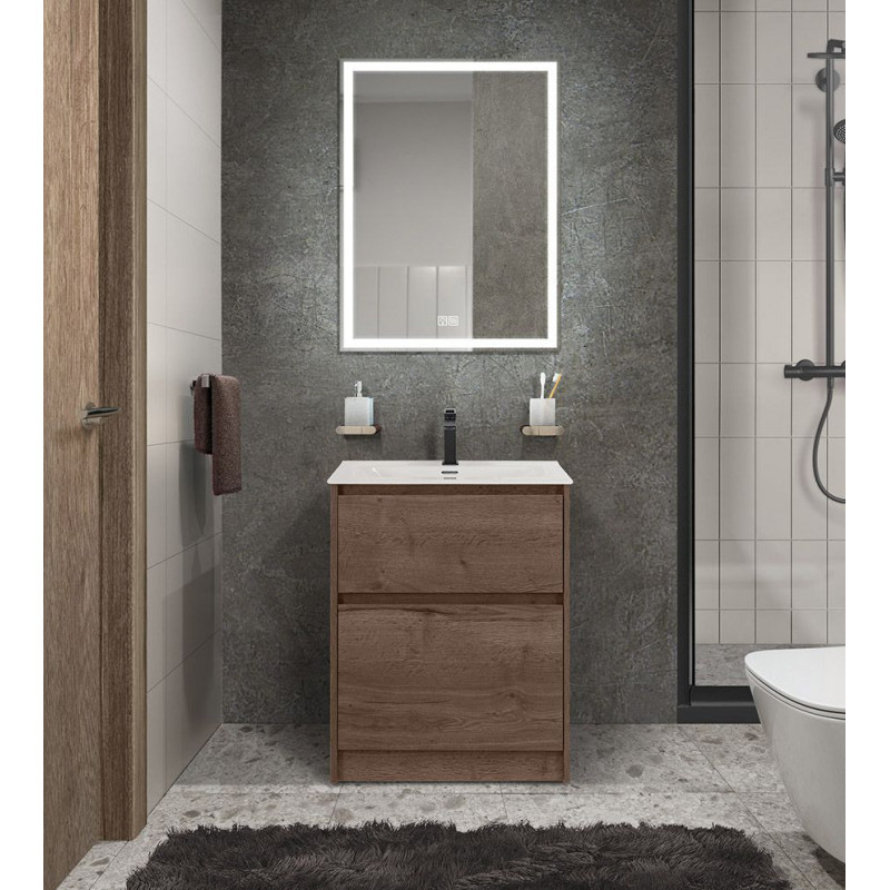 Тумба под раковину напольная табачный дуб 60см Belbagno KRAFT KRAFT39-600/390-2C-PIA-RT