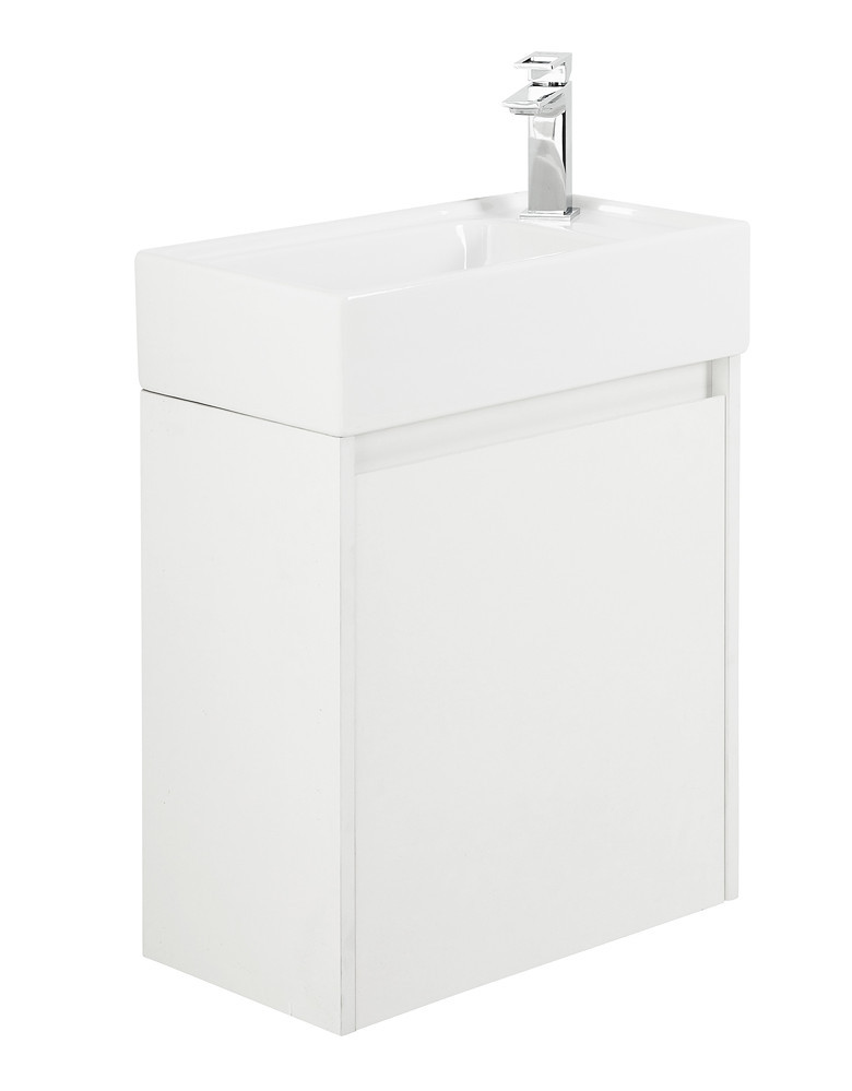 Тумба под раковину подвесная белая матовая 49см левая Belbagno KRAFT KRAFT MINI-500/260-1A-SO-BO-L