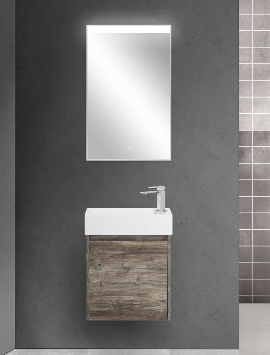 Тумба под раковину подвесная темное дерево 49см левая Belbagno KRAFT KRAFT MINI-500/260-1A-SO-PP-L