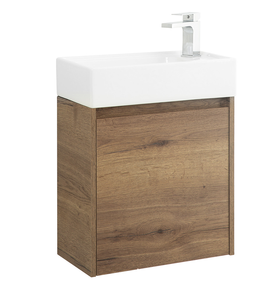 Тумба под раковину подвесная табачный дуб 49см левая Belbagno KRAFT KRAFT MINI-500/260-1A-SO-RT-L