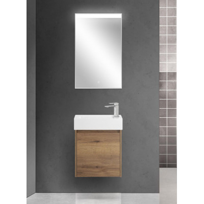 Тумба под раковину подвесная табачный дуб 49см левая Belbagno KRAFT KRAFT MINI-500/260-1A-SO-RT-L