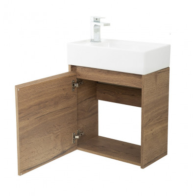 Тумба под раковину подвесная табачный дуб 49см левая Belbagno KRAFT KRAFT MINI-500/260-1A-SO-RT-L
