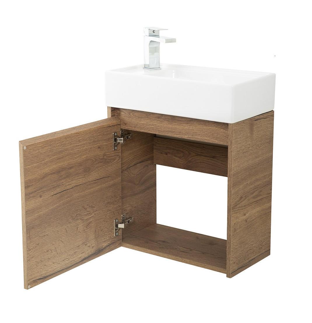 Тумба под раковину подвесная табачный дуб 49см левая Belbagno KRAFT KRAFT MINI-500/260-1A-SO-RT-L