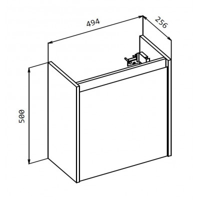Тумба под раковину подвесная табачный дуб 49см правая Belbagno KRAFT MINI-500/260-1A-SO-RT-R