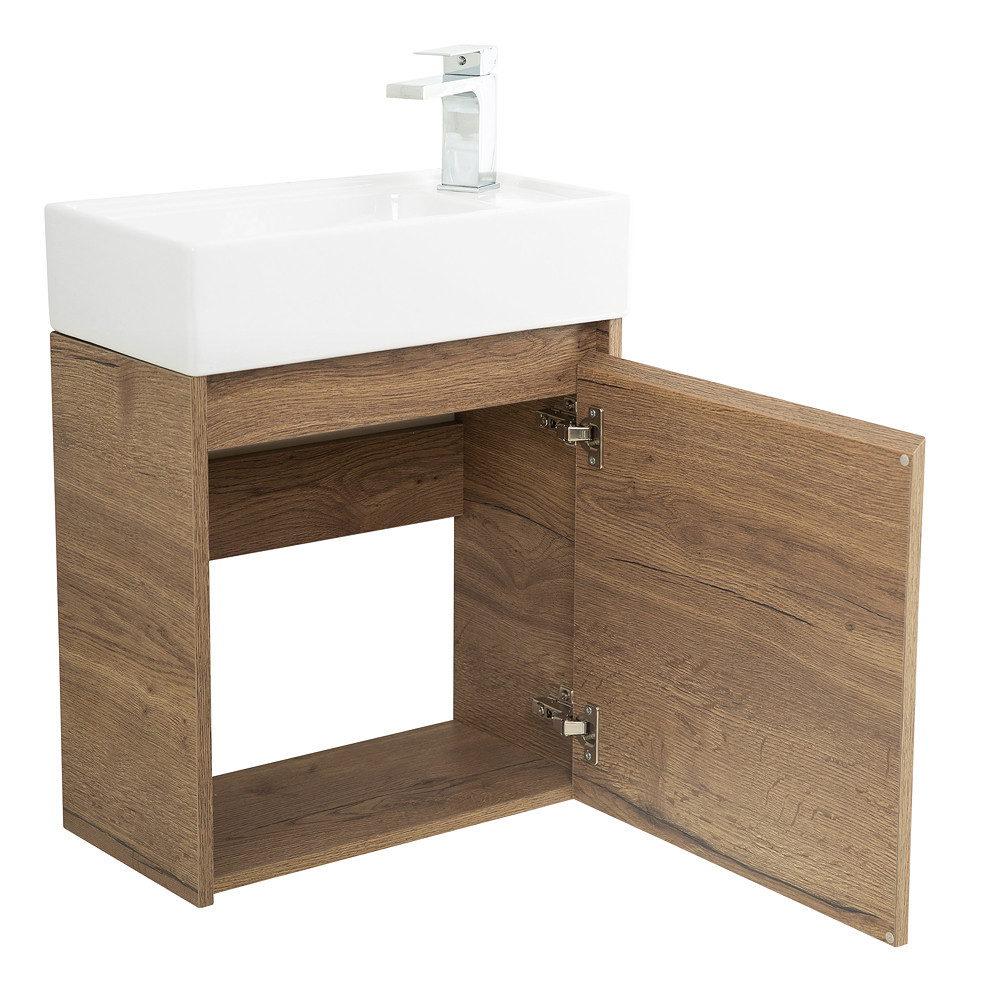 Тумба под раковину подвесная табачный дуб 49см правая Belbagno KRAFT MINI-500/260-1A-SO-RT-R
