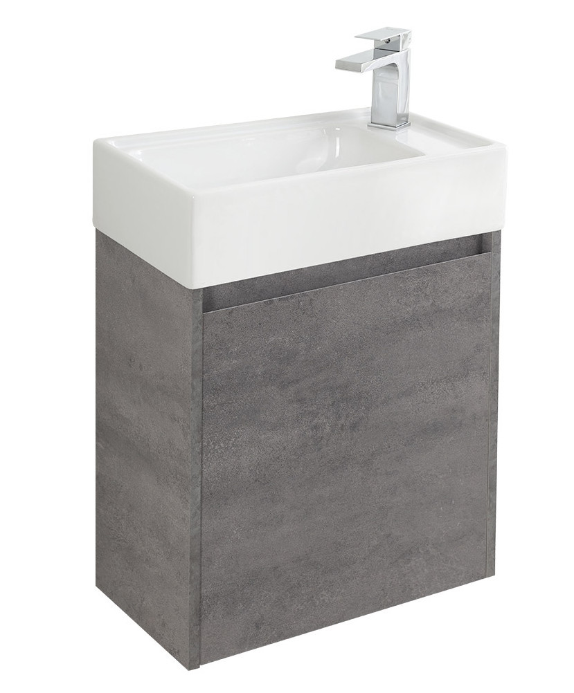 Тумба под раковину подвесная серый цемент 49см правая Belbagno KRAFT MINI-500/260-1A-SO-CG-R