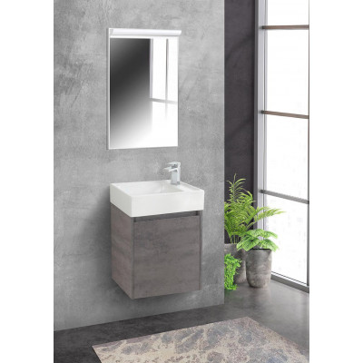 Тумба под раковину подвесная серый цемент 49см правая Belbagno KRAFT MINI-500/260-1A-SO-CG-R