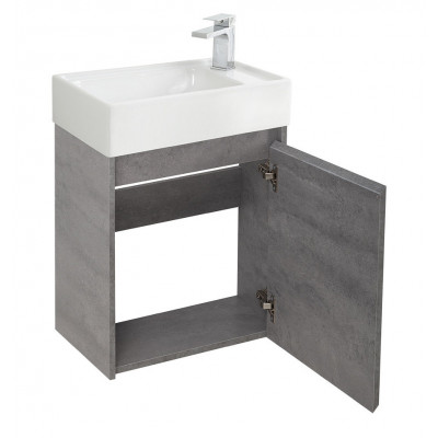 Тумба под раковину подвесная серый цемент 49см правая Belbagno KRAFT MINI-500/260-1A-SO-CG-R