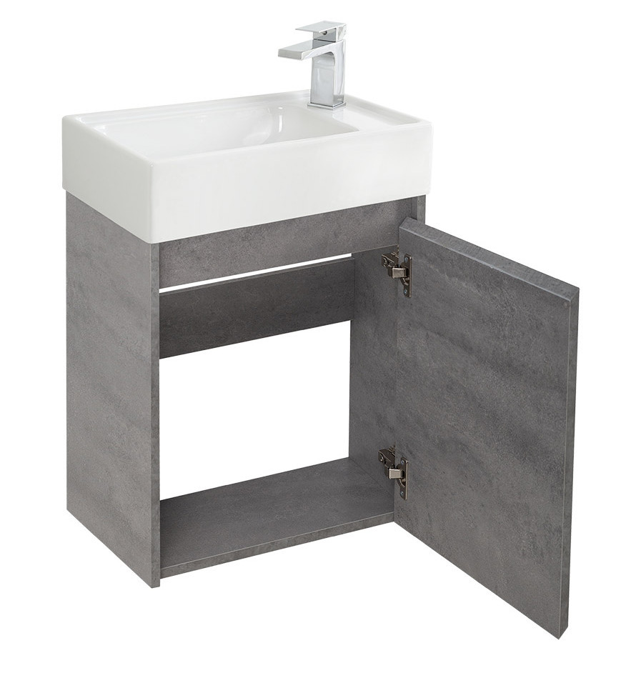 Тумба под раковину подвесная серый цемент 49см правая Belbagno KRAFT MINI-500/260-1A-SO-CG-R