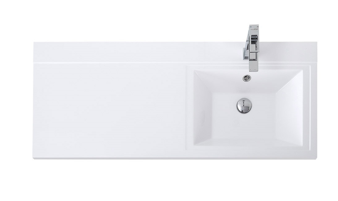 Раковина из литьевого мрамора встраиваемая белая 120x48см правая Belbagno BB1200/480-LV-MR-R