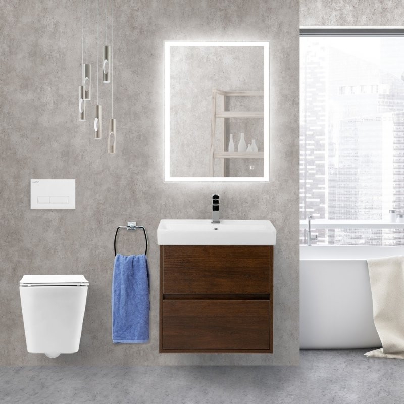 Тумба под раковину подвесная дуб темный 47см Belbagno NEON-500-2C-SO-RS