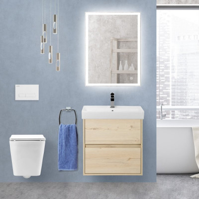 Тумба под раковину подвесная светлое дерево 47см Belbagno NEON-500-2C-SO-PB