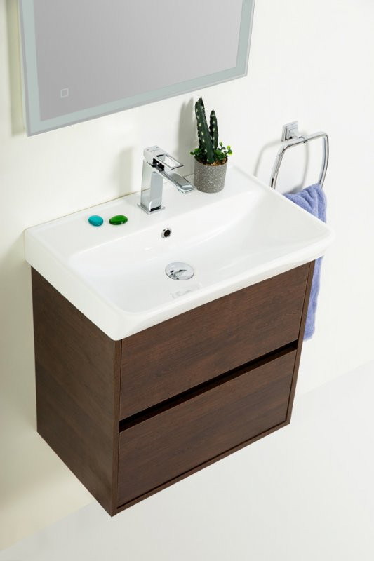 Тумба под раковину подвесная дуб темный 57см Belbagno NEON-600-2C-SO-RS