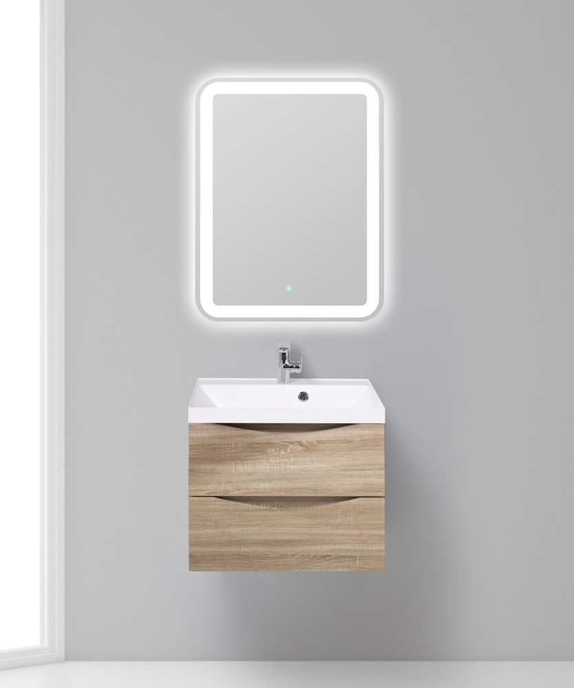 Тумба под раковину подвесная светлое дерево 56см Belbagno MARINO-CER-600-2C-SO-WO-P