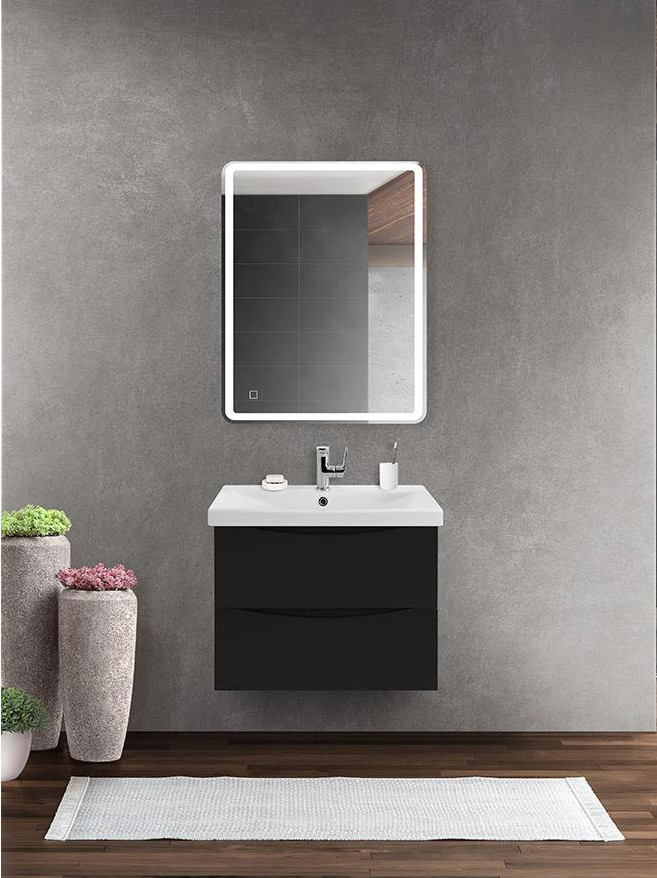Тумба под раковину подвесная черная 56см Belbagno MARINO-CER-600-2C-SO-NL-P
