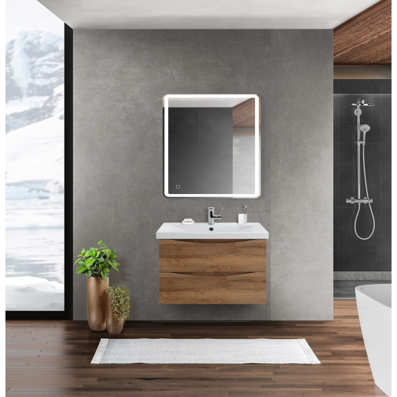 Тумба под раковину подвесная дуб рустикальный 66см Belbagno MARINO-CER-700-2C-SO-RR-P