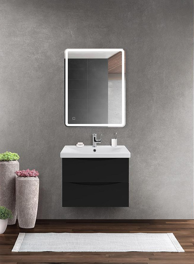 Тумба под раковину подвесная черная 66см Belbagno MARINO-CER-700-2C-SO-NL-P