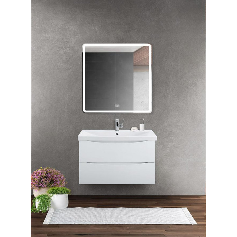 Тумба под раковину подвесная белая матовая 76см Belbagno MARINO-CER-800-2C-SO-BO-P
