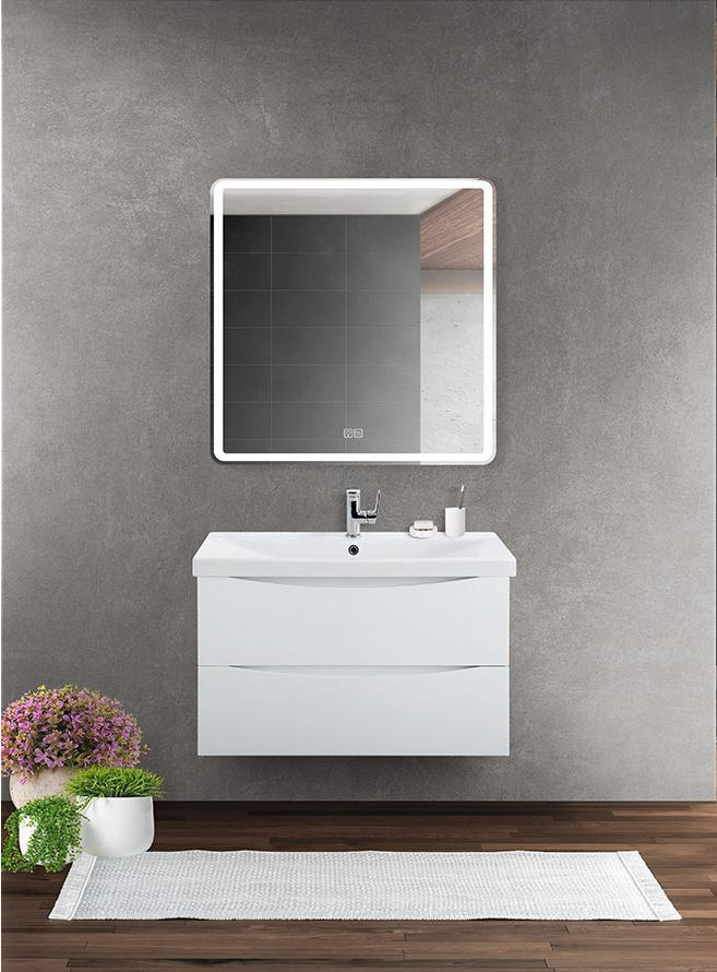 Тумба под раковину подвесная белая матовая 76см Belbagno MARINO-CER-800-2C-SO-BO-P