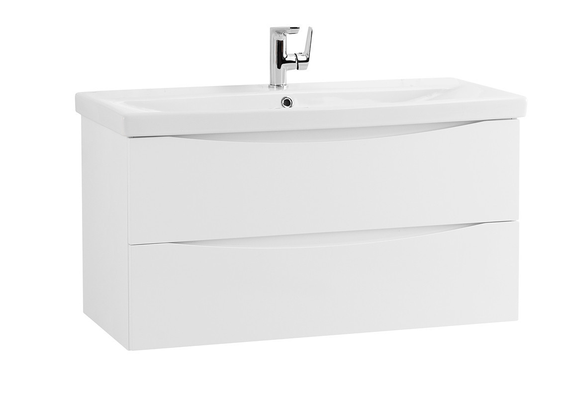 Тумба под раковину подвесная белая матовая 87см Belbagno MARINO-CER-900-2C-SO-BO-P