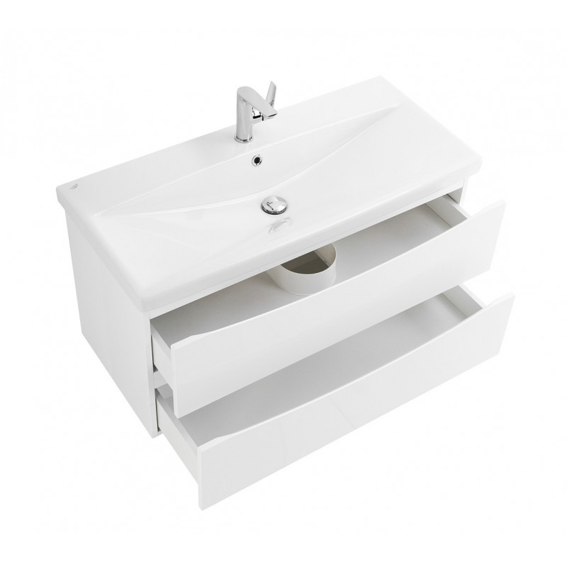 Тумба под раковину подвесная белая матовая 87см Belbagno MARINO-CER-900-2C-SO-BO-P