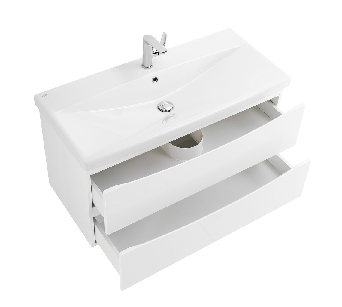 Тумба под раковину подвесная белая матовая 87см Belbagno MARINO-CER-900-2C-SO-BO-P