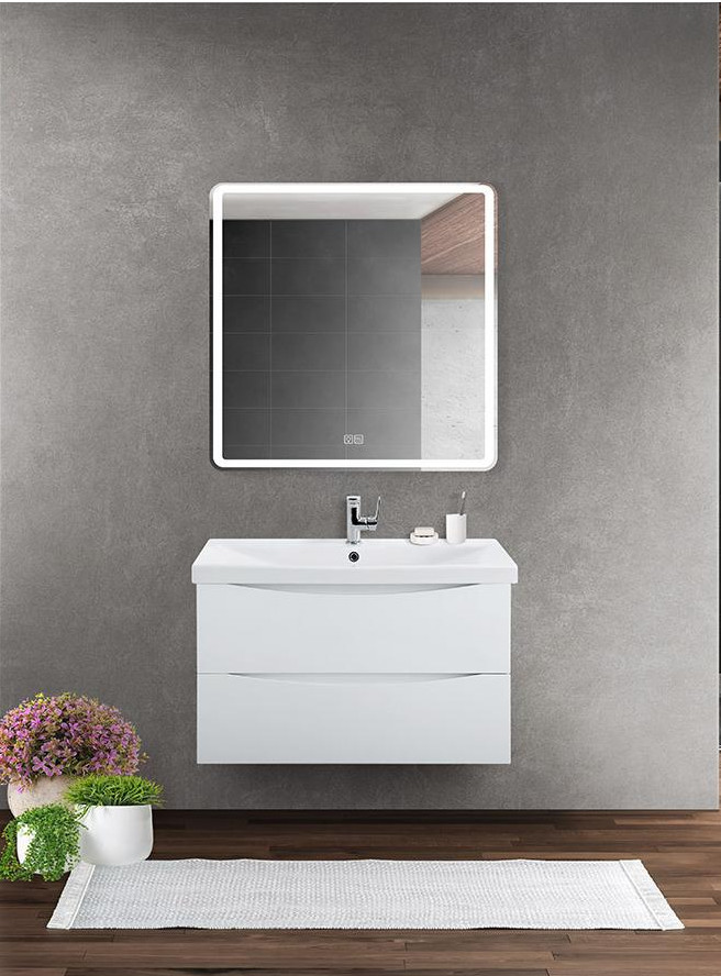 Тумба под раковину подвесная белая матовая 87см Belbagno MARINO-CER-900-2C-SO-BO-P
