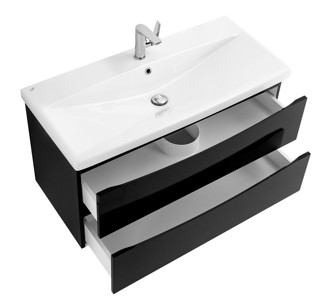 Тумба под раковину подвесная черная 87см Belbagno MARINO-CER-900-2C-SO-NL-P