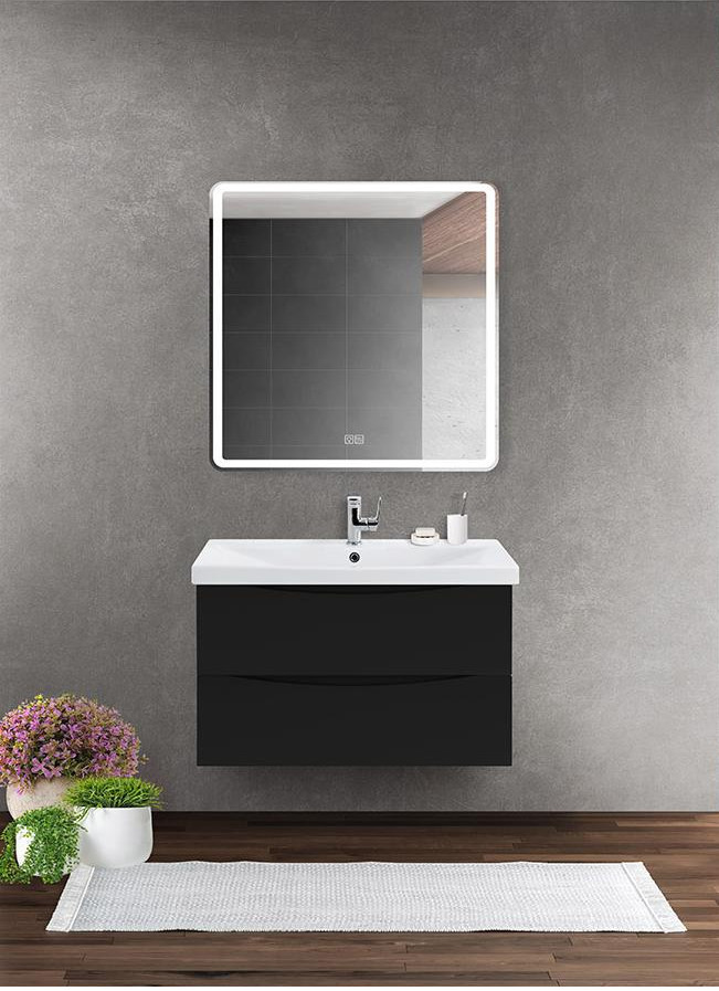 Тумба под раковину подвесная черная 87см Belbagno MARINO-CER-900-2C-SO-NL-P