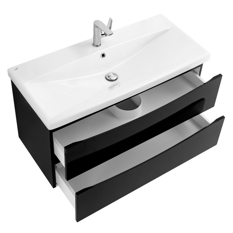 Тумба под раковину подвесная черная 96см Belbagno MARINO-CER-1000-2C-SO-NL-P