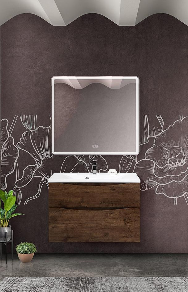 Тумба под раковину подвесная темный дуб 90см Belbagno MARINO-H60-900-2C-SO-RW-P