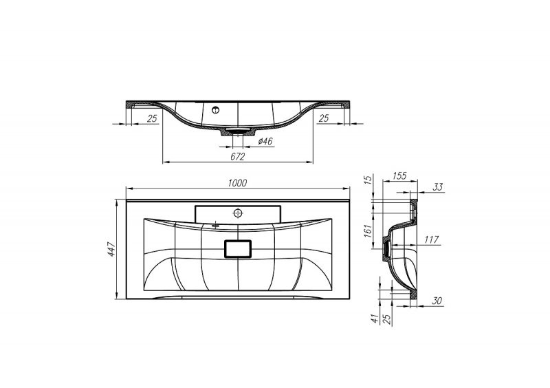 Раковина из литьевого мрамора встраиваемая белая 100x45см Belbagno BB1000/445-LV-MR-PR