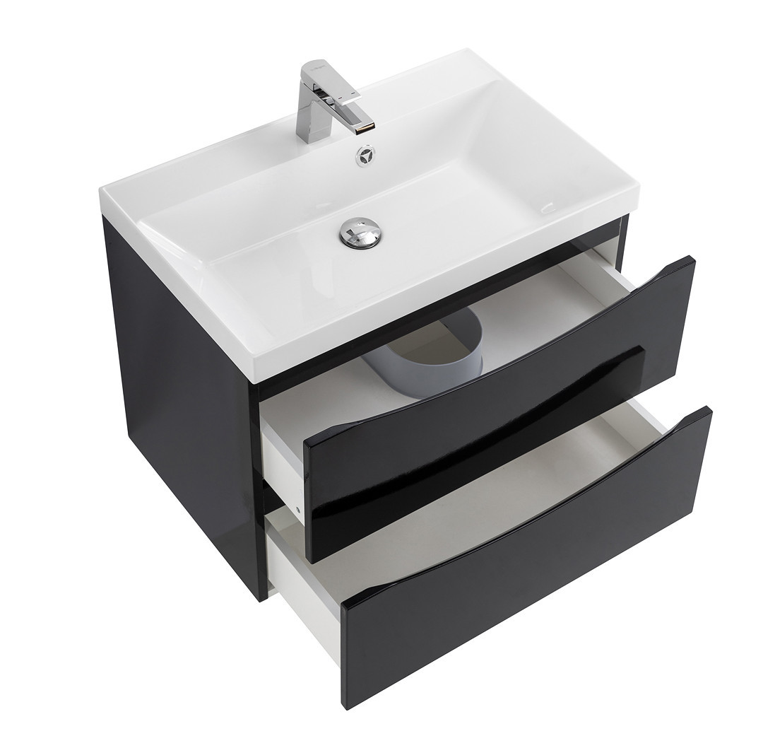 Тумба под раковину подвесная черная 60см Belbagno MARINO-600-2C-SO-NL-P