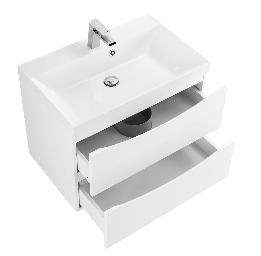 Тумба под раковину подвесная белая матовая 60см Belbagno MARINO-600-2C-SO-BO-P